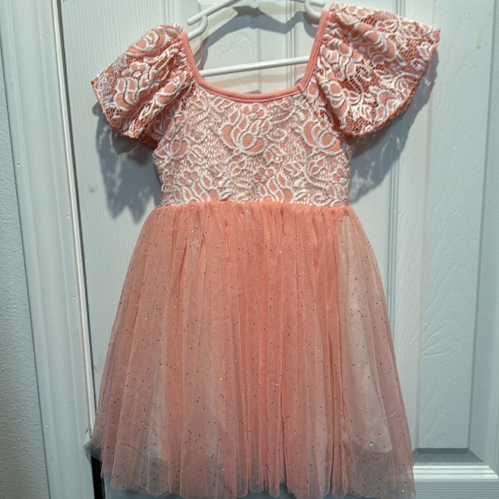 Popatu Toddler 2T Peachy Pink Sparkle Dress - Picture 2 of 4